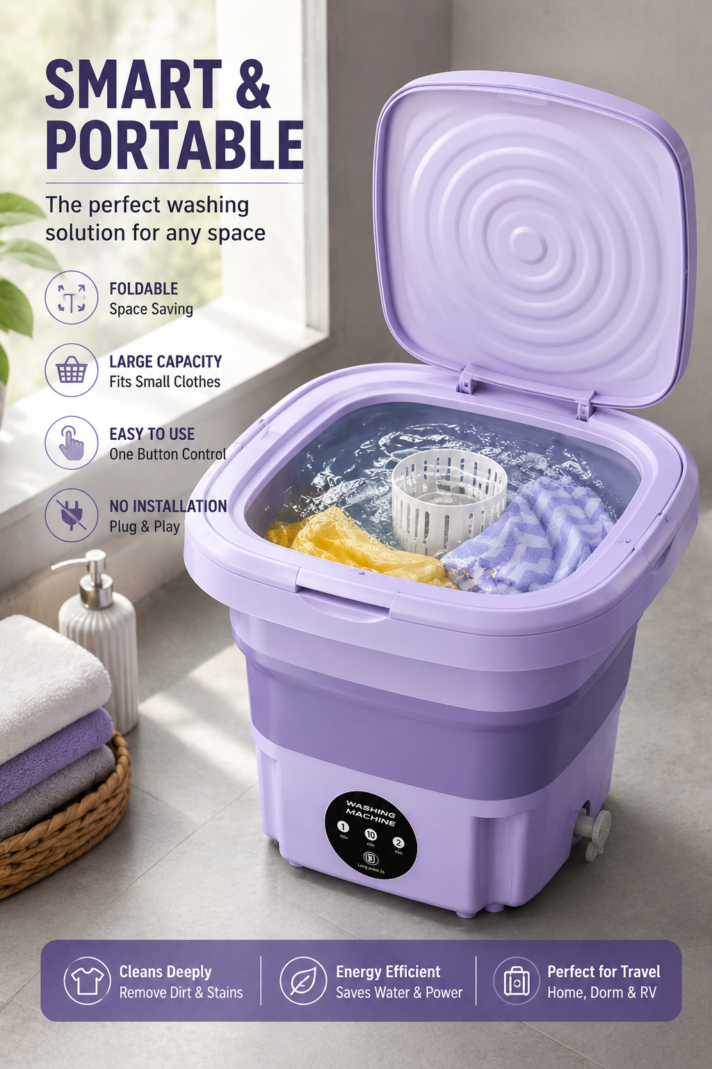 Portable Mini Washing Machine | Foldable ABS